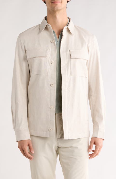 Linen & Cotton Button-Up Shirt Jacket