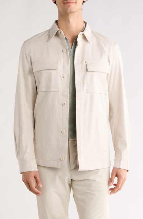 Bugatchi Linen & Cotton Button-Up Shirt Jacket