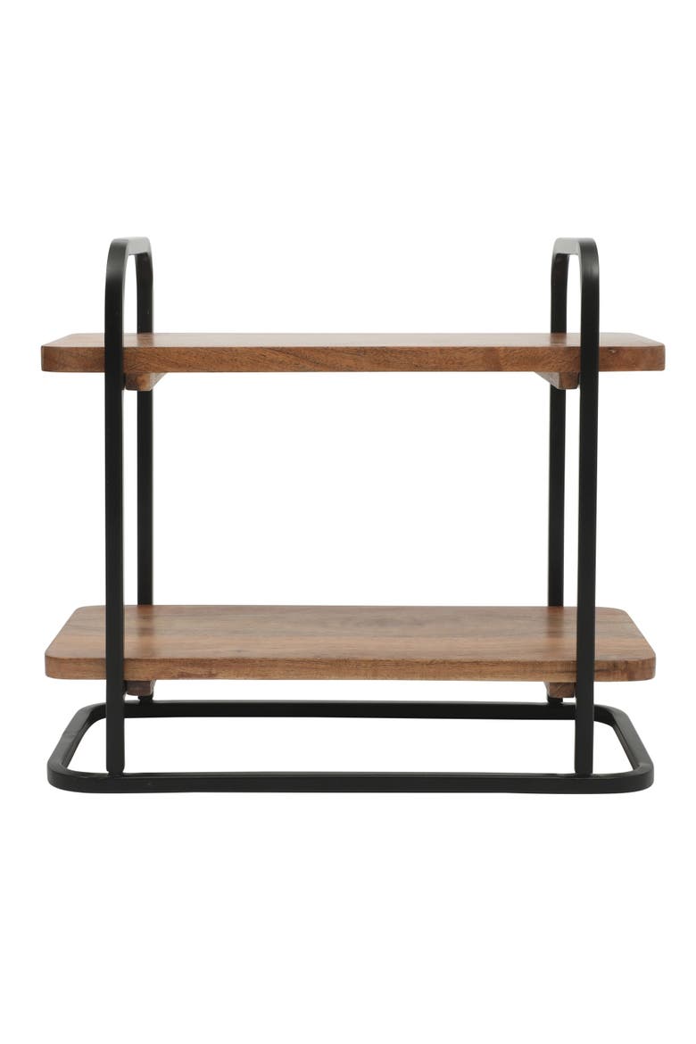 Gracious Dining Acacia Wood Metal Frame Serving Tray, Alternate, color, Natural