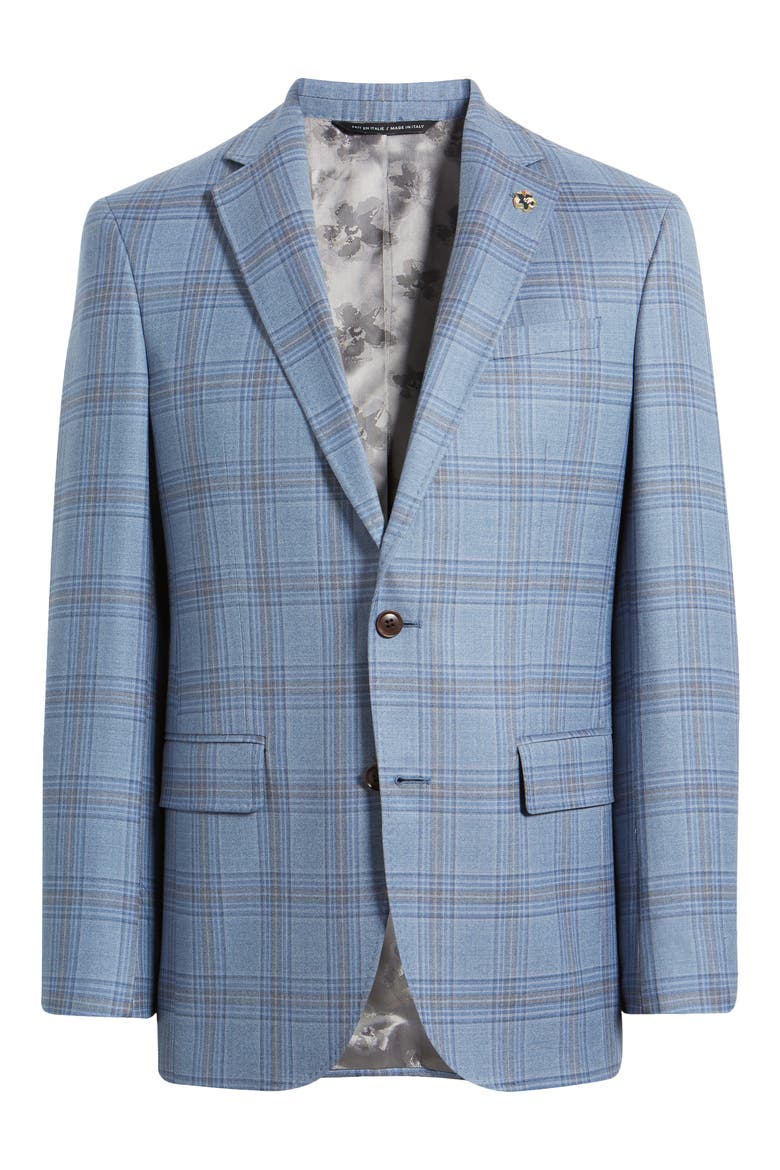 Jay Slim Fit Plaid Wool Sport Coat, Alternate, color, LIGHT BLUE