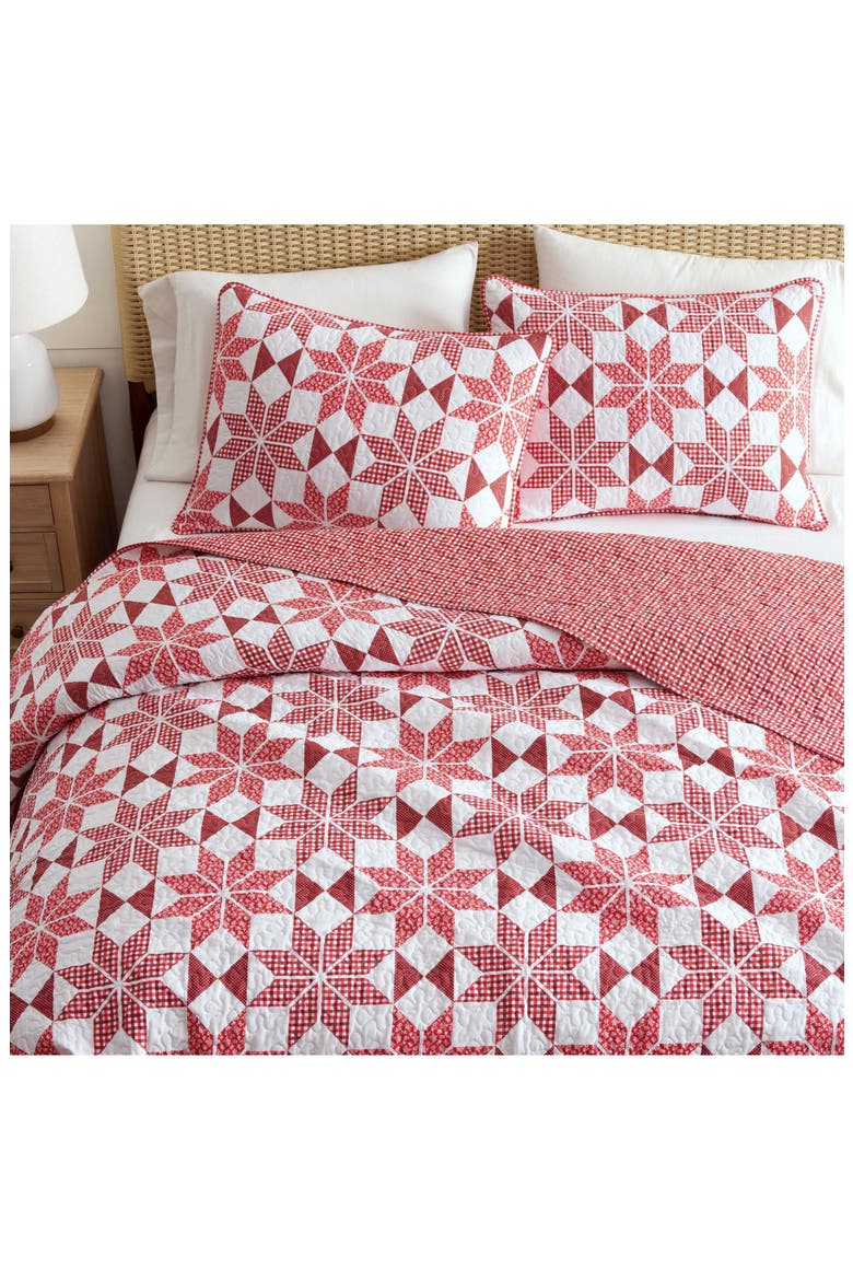 Winter Star Plaid Quilt Set, Alternate, color, WHITE/ CARDINAL RED/ BEIGE