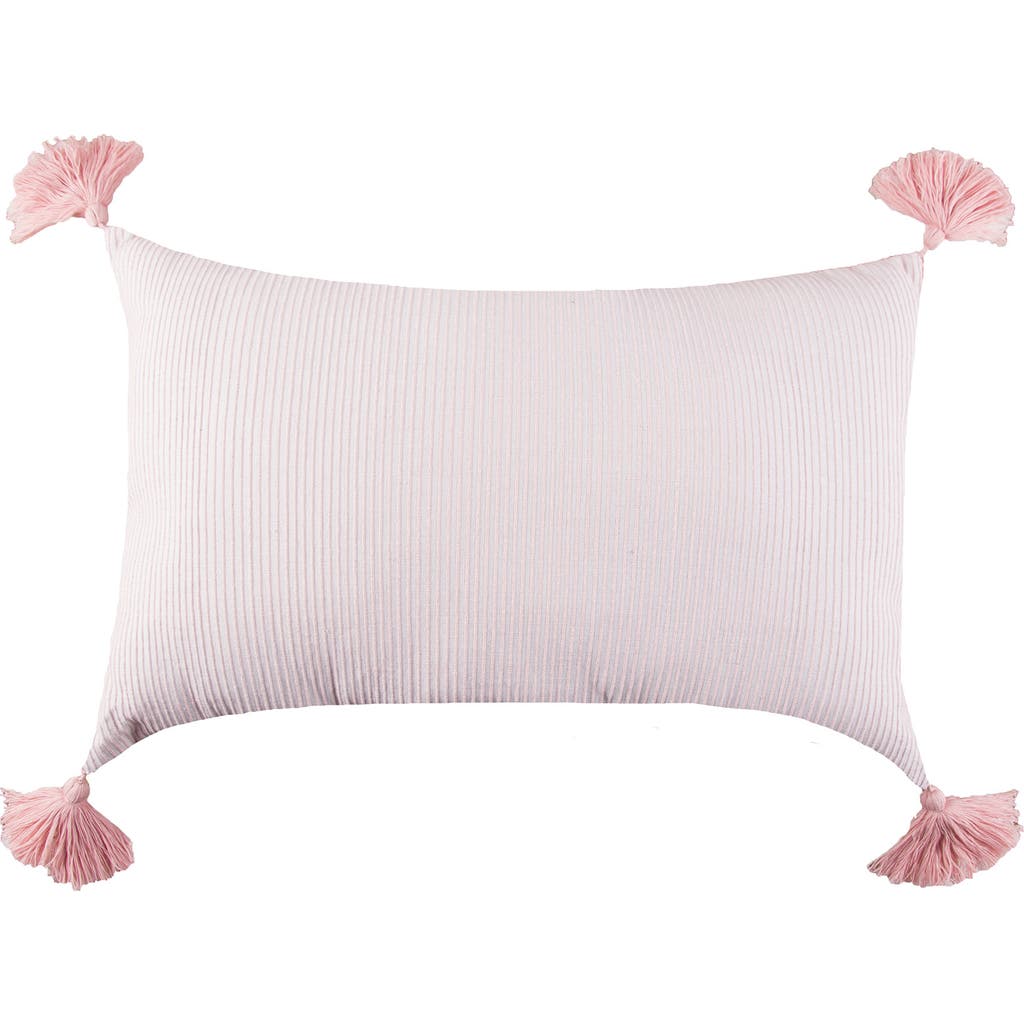 Carol & Frank Bree Vertical Stripe Tasseled Cotton Accent Pillow In Pink