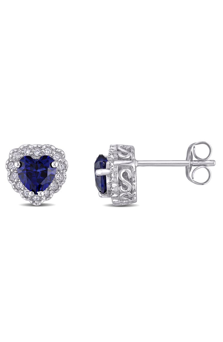 Julianna B. Created Sapphire & Diamond Heart Earrings, Main, color, Lab-Created Sapphire