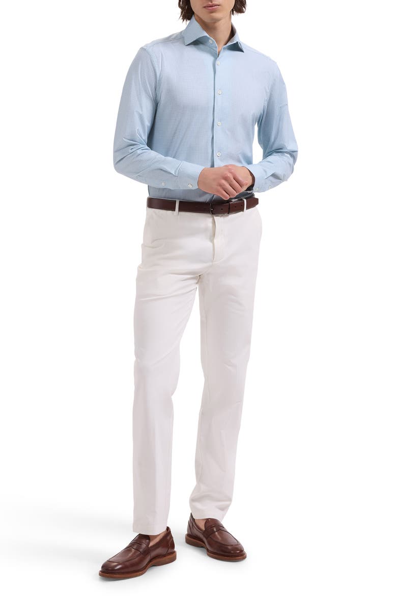 Bugatchi Devon OoohCotton<sup>®</sup> Optical Grid Print Button-Up Shirt, Alternate, color, Seafoam