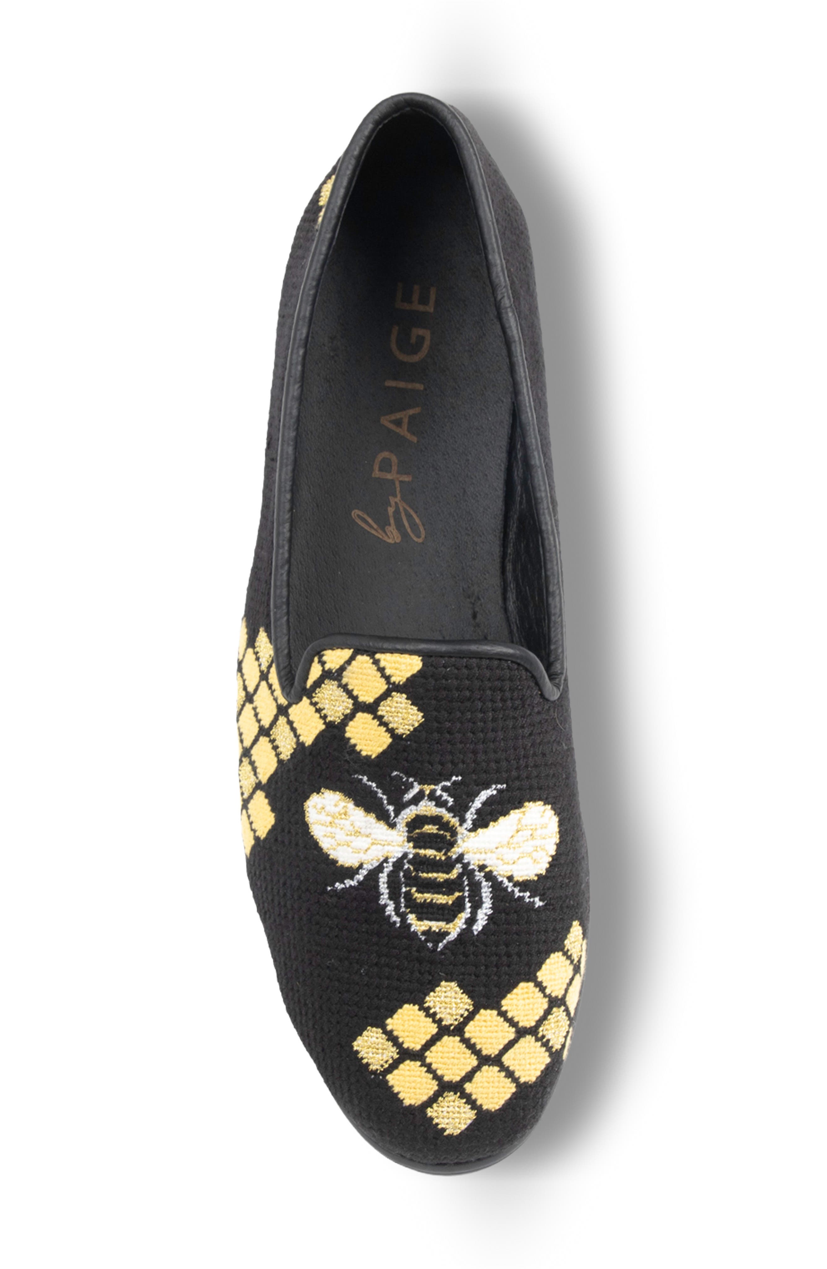 ByPaige Honeycomb Bee Needlepoint Loafer, Alternate, color, Black