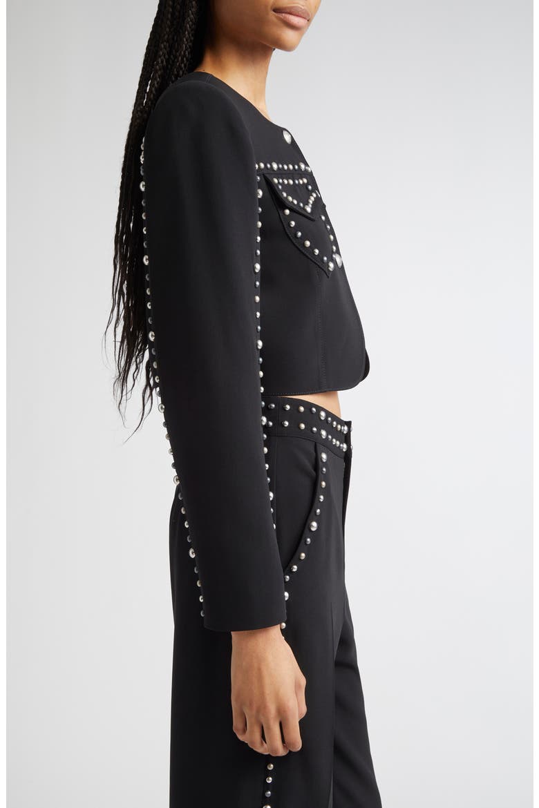 Olga Studded Crop Jacket, Alternate, color, BLACK