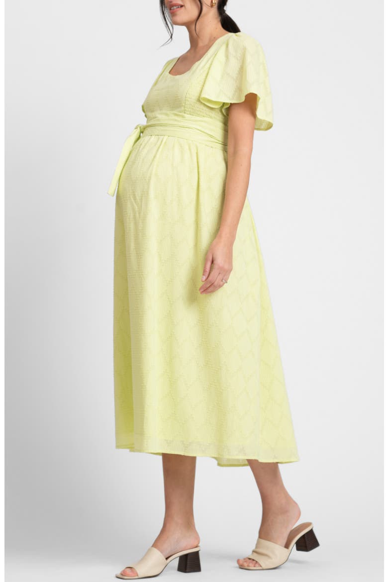 Broderie Anglaise Maternity/Nursing Midi Dress, Main, color, LIME