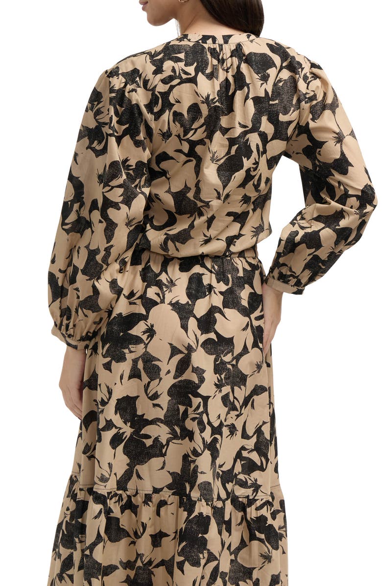 Ellen Tracy Balloon Sleeve Crop Top, Alternate, color, Sand Camo Floral