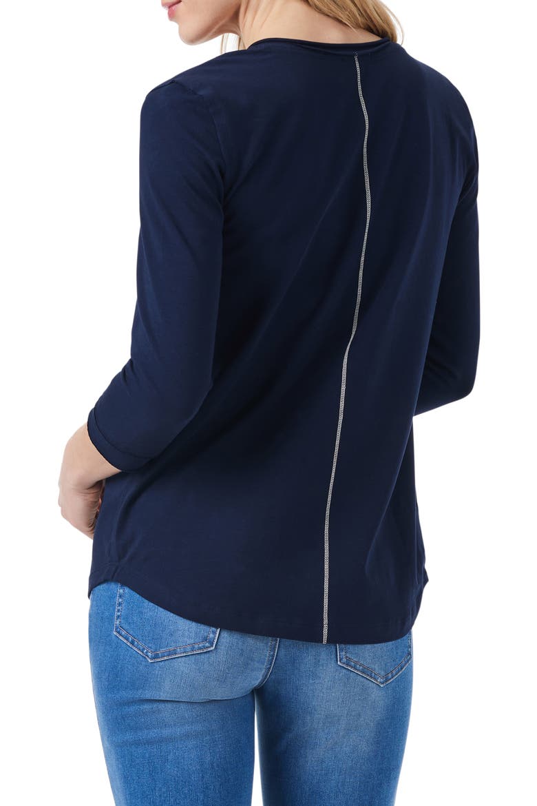 Rolled V-Neck T-Shirt, Alternate, color, DARK INDIGO