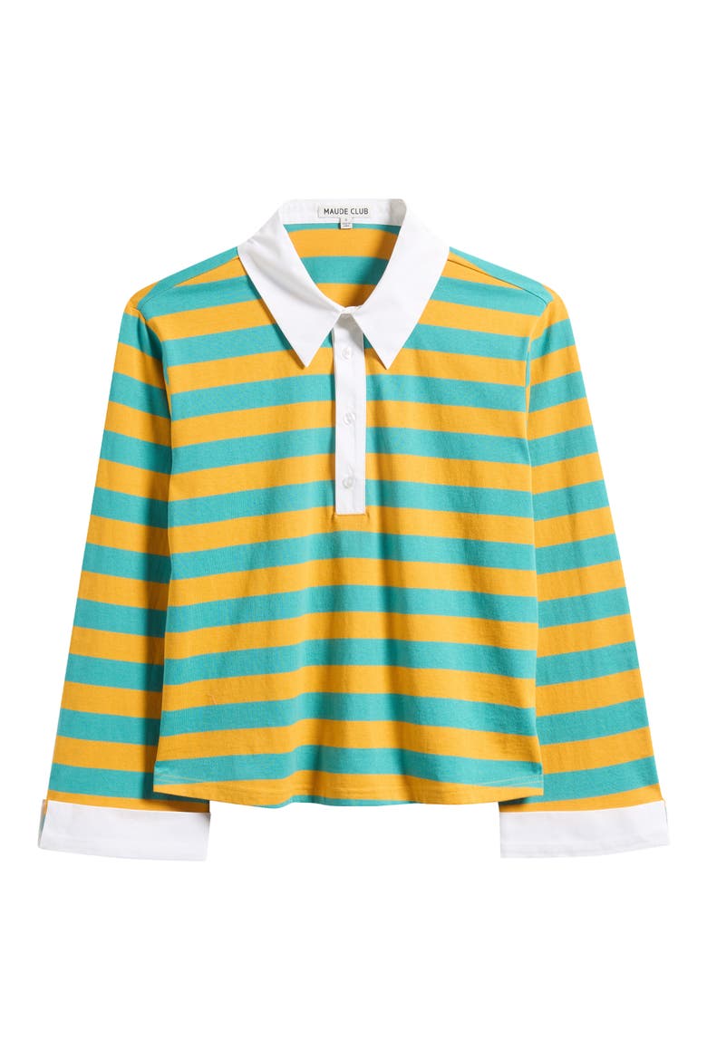 Gabrielle Stripe Cotton Rugby Shirt, Alternate, color, OCEAN YELLOW STRIPE