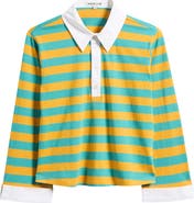 MAUDE CLUB Gabrielle Stripe Cotton Rugby Shirt