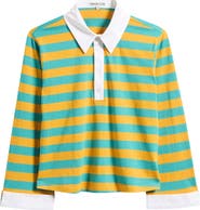 MAUDE CLUB Gabrielle Stripe Cotton Rugby Shirt