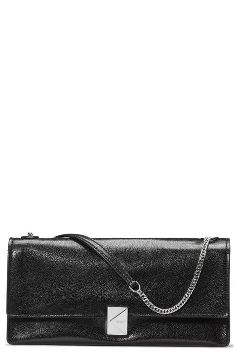 deco glazed leather convertible chain shoulder bag