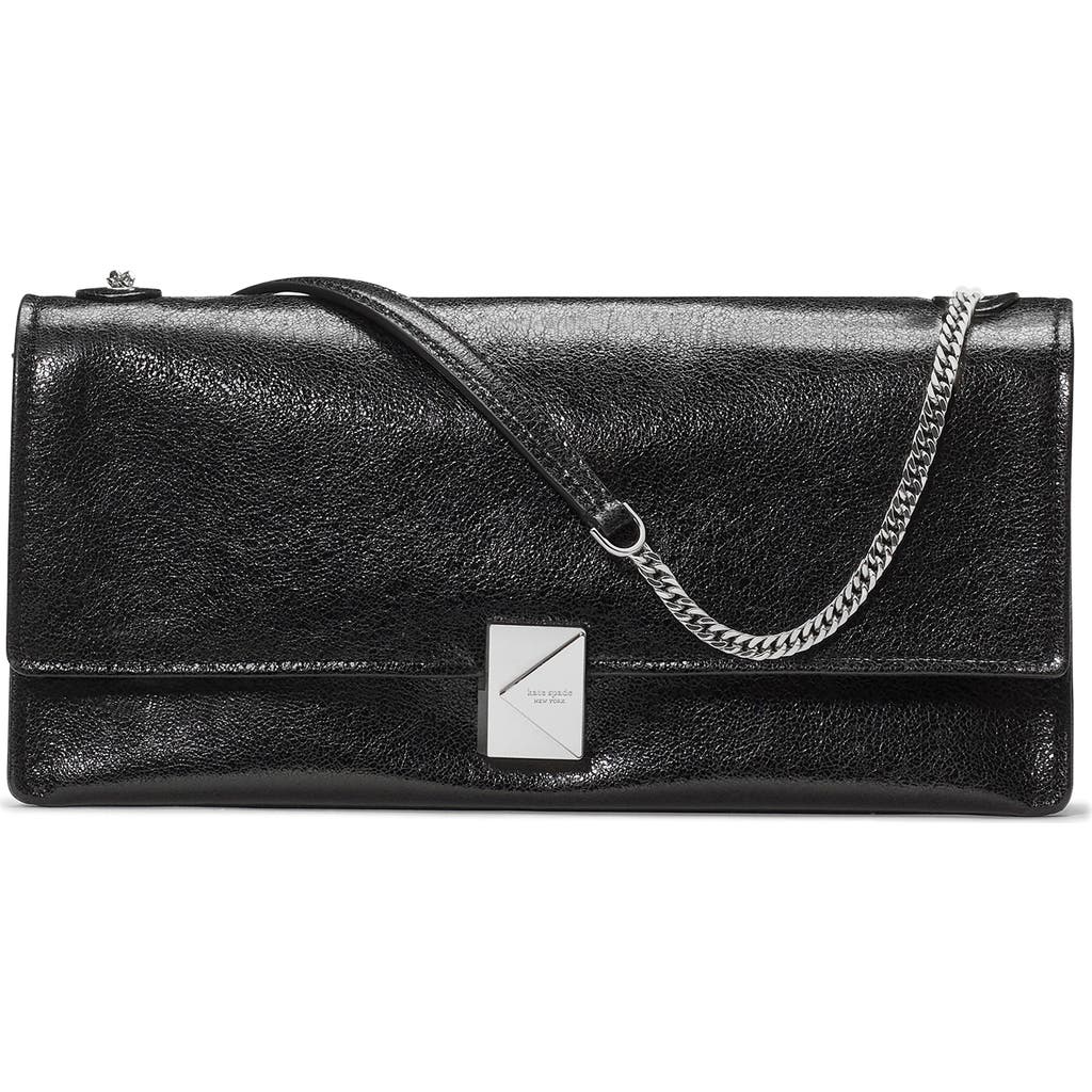 Kate Spade New York Deco Glazed Leather Convertible Chain Shoulder Bag In Black