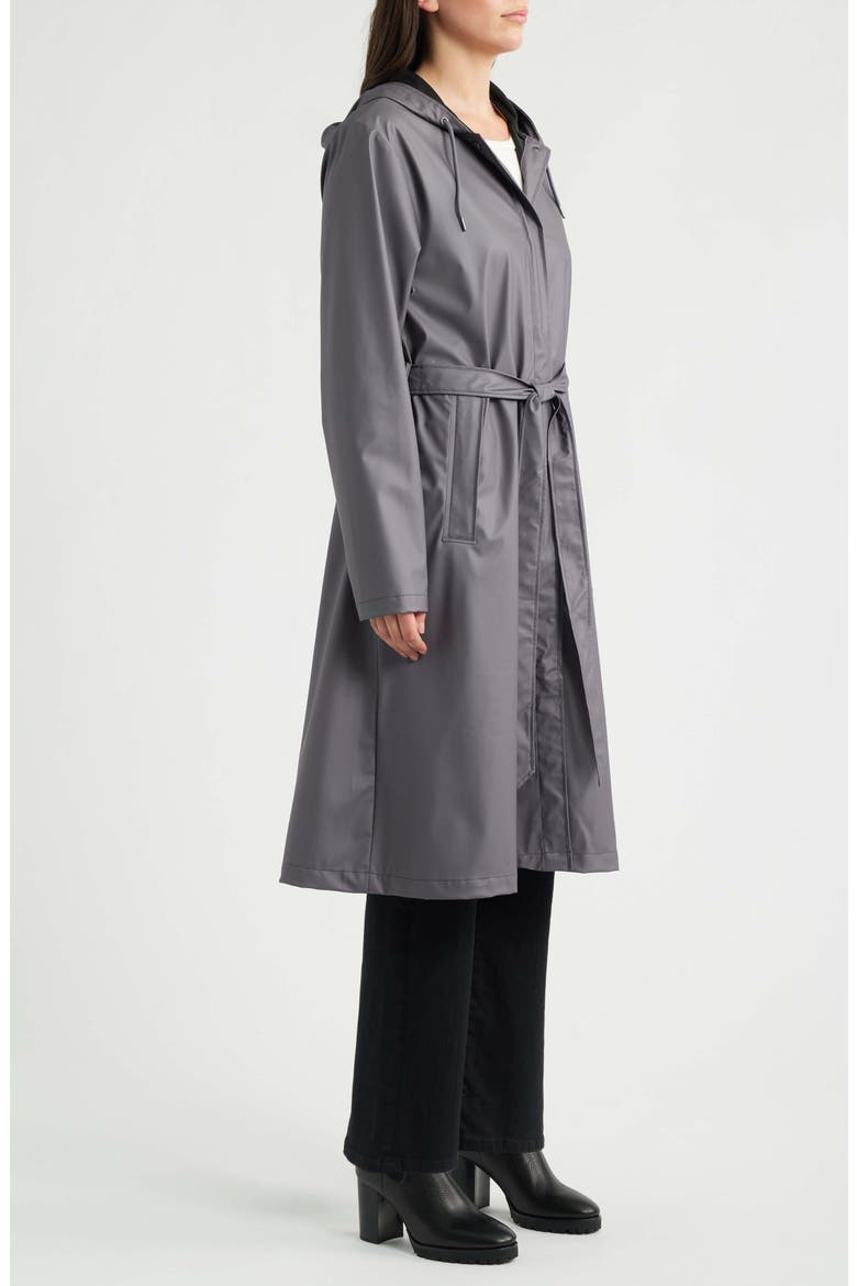 Waterproof A-Line Long Raincoat, Alternate, color, VIOLET STEEL
