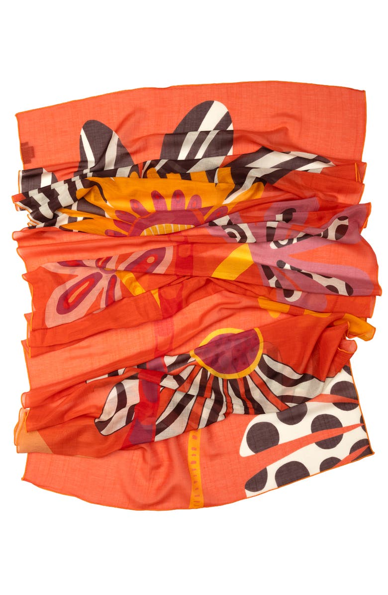 Elizabetta Monica - Cotton and Silk Scarf, Alternate, color, Tangerine