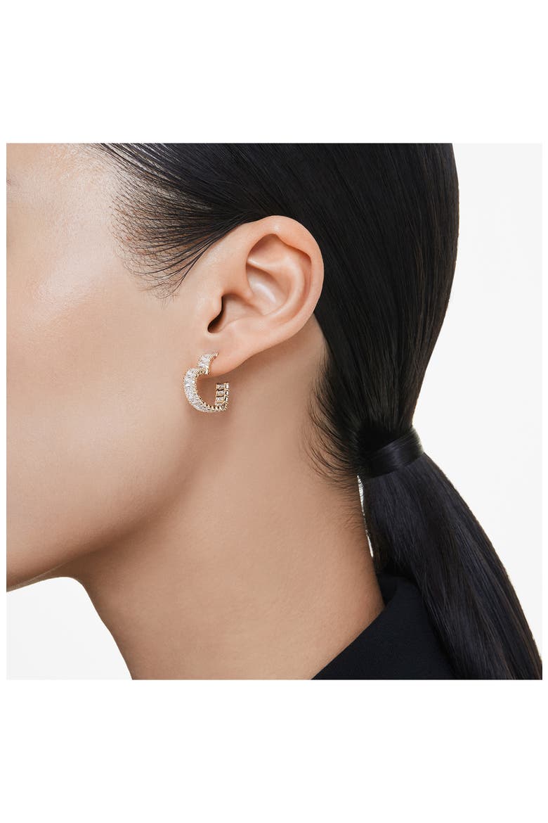 Matrix Crystal Heart Hoop Earrings, Alternate, color, WHITE/ GOLD