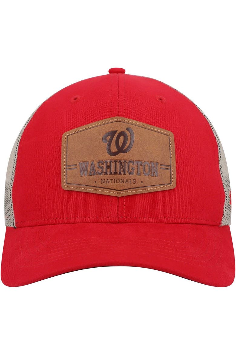 Men's '47 Red/Natural Washington Nationals Rawhide Trucker Snapback Hat, Alternate, color, Red