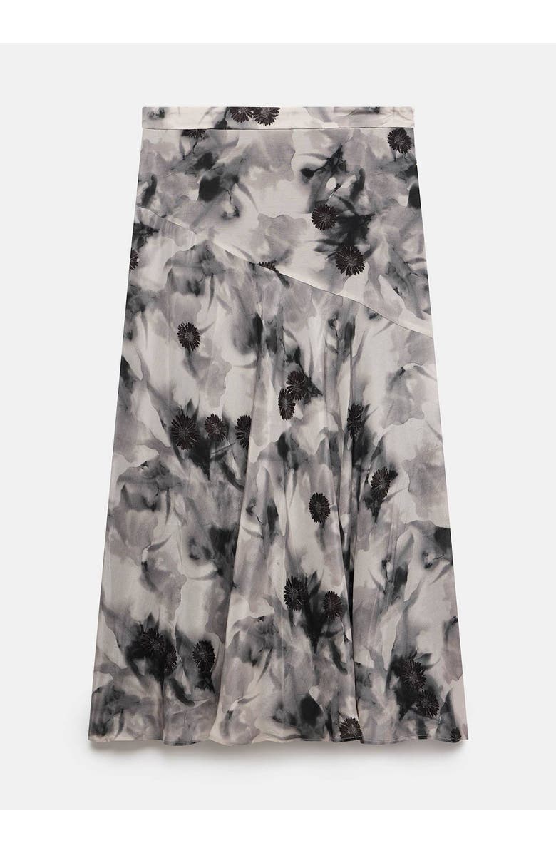 MINT VELVET Floral Print Midi Skirt, Alternate, color, Grey