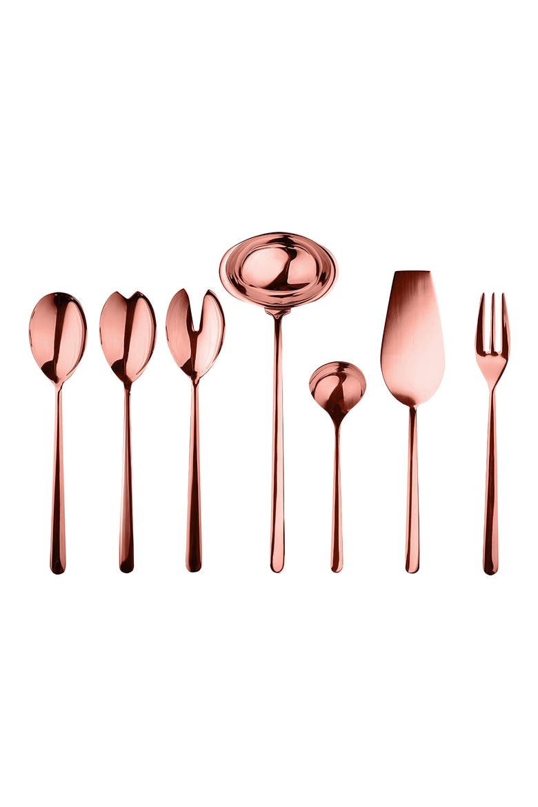 Linea 7-Piece Place Serving Set, Main, color, ROSE GOLD