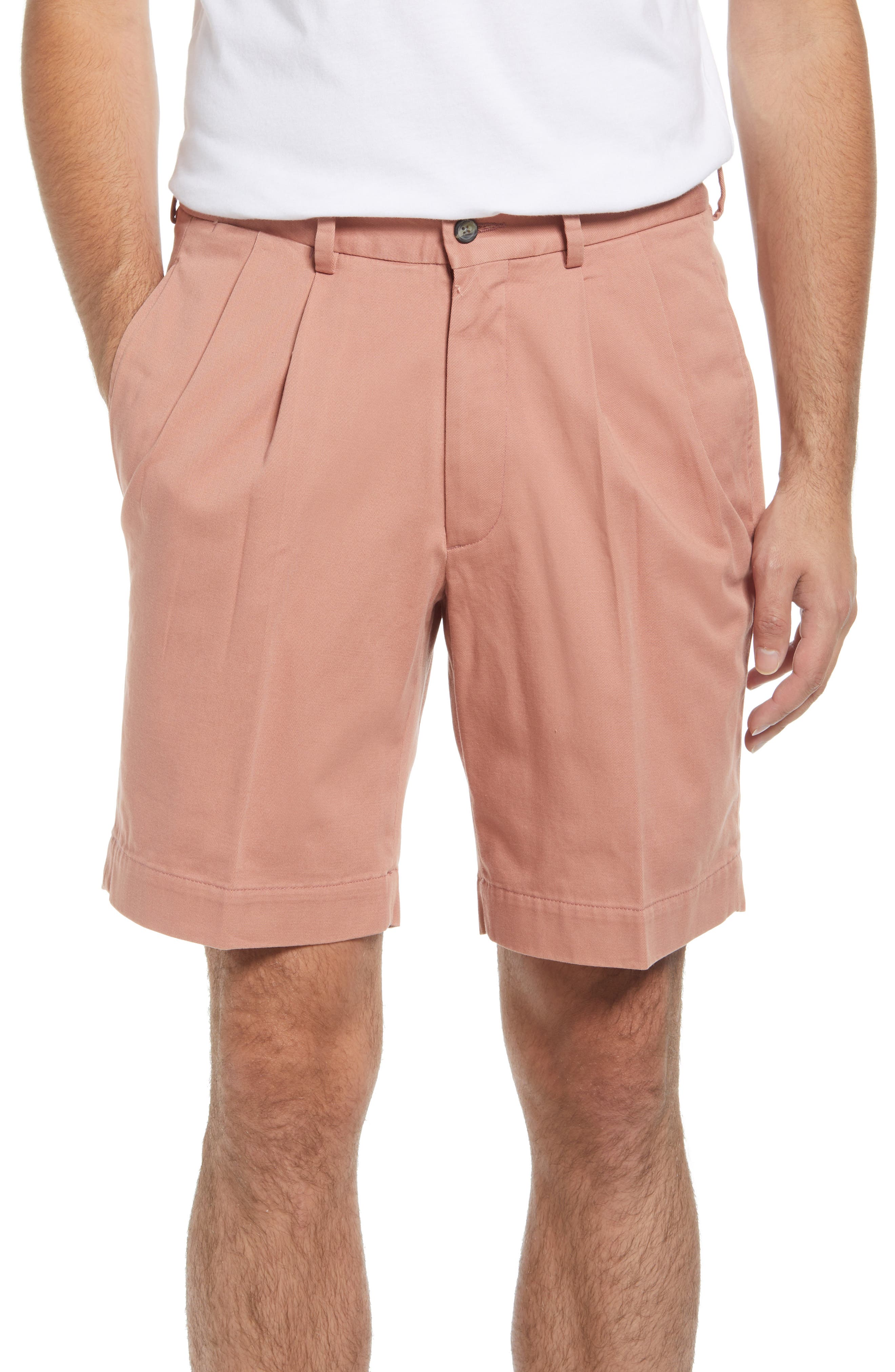 Berle Charleston Khakis Pleated Chino Shorts in Charleston Brick 