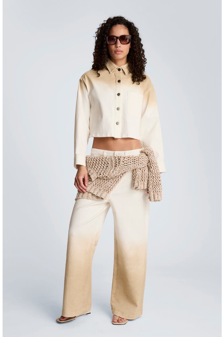 Oversize Dip Dye Crop Shacket, Alternate, color, TAN GRADIENT