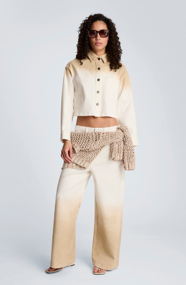 Kenneth Cole Oversize Dip Dye Crop Shacket, Alternate, color, Tan Gradient