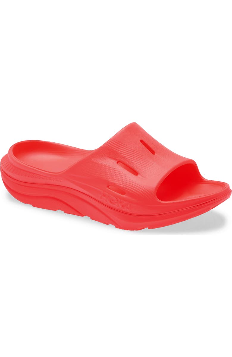 HOKA Ora Recovery Slide 3 Sandal, Main, color, Neon Flame / Neon Flame