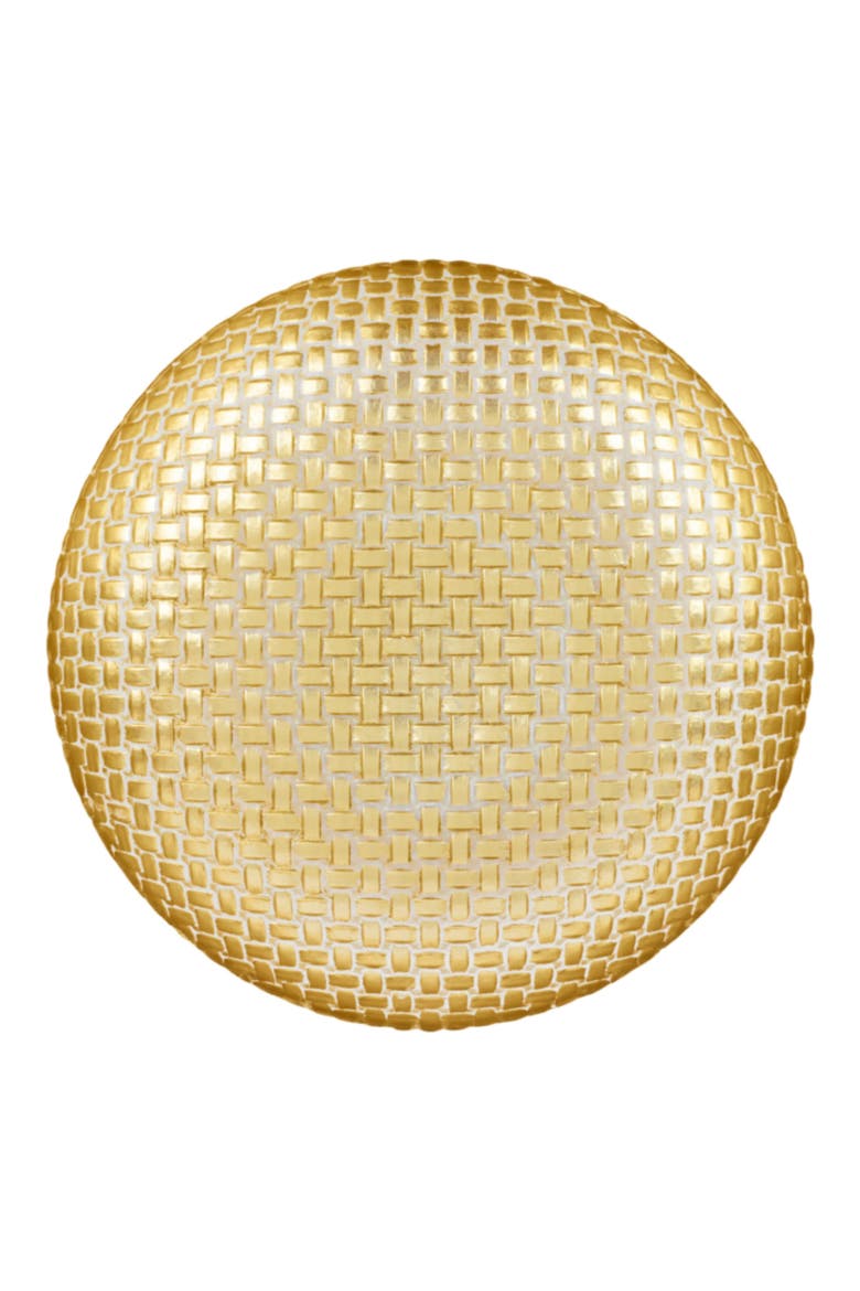 Rufolo Glass Basketweave Large Shallow Serving Bowl, Main, color, GOLD