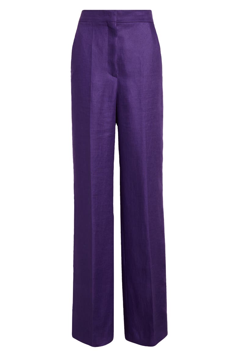Aversa Flax Linen Wide Leg Trousers, Alternate, color, PURPLE