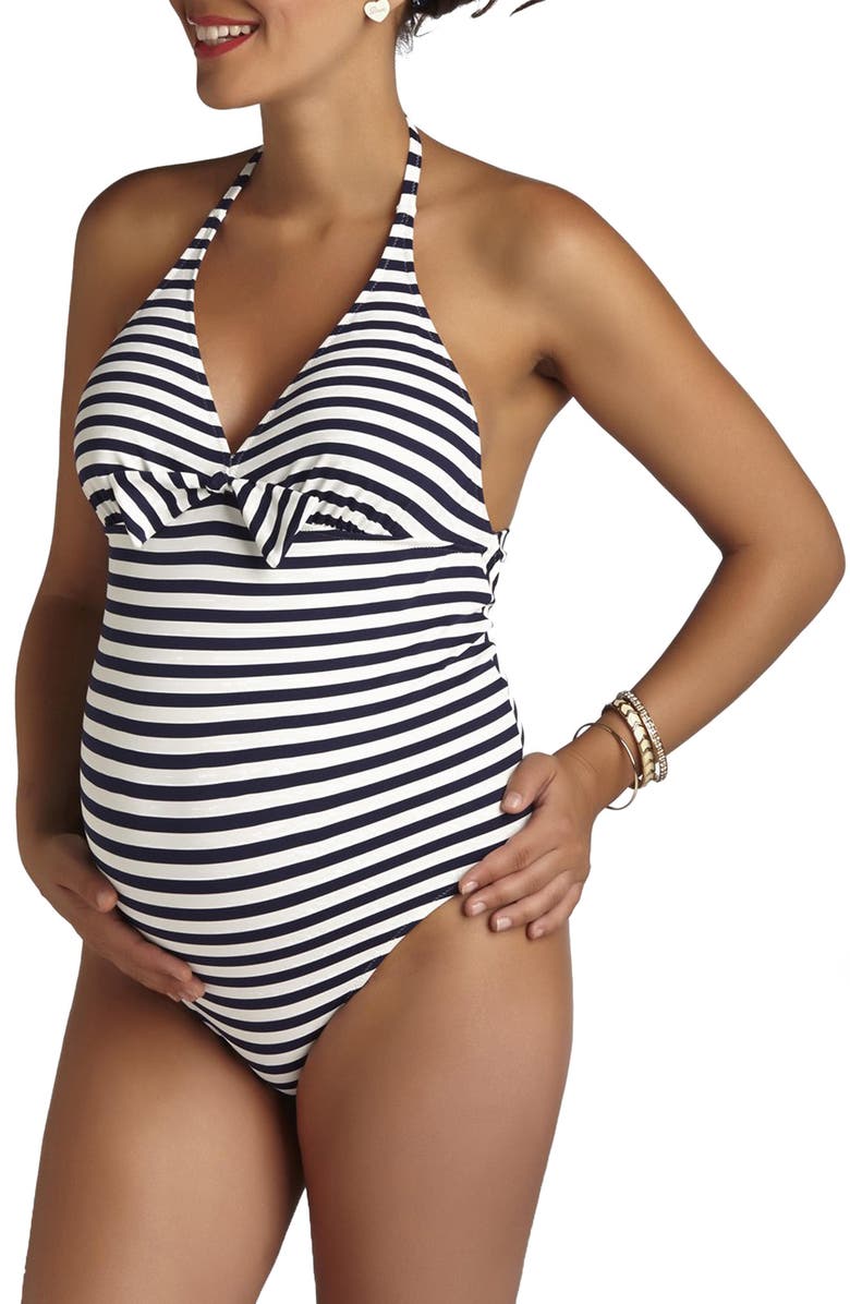 Pez D'Or Stripe One-Piece Maternity Swimsuit, Main, color,