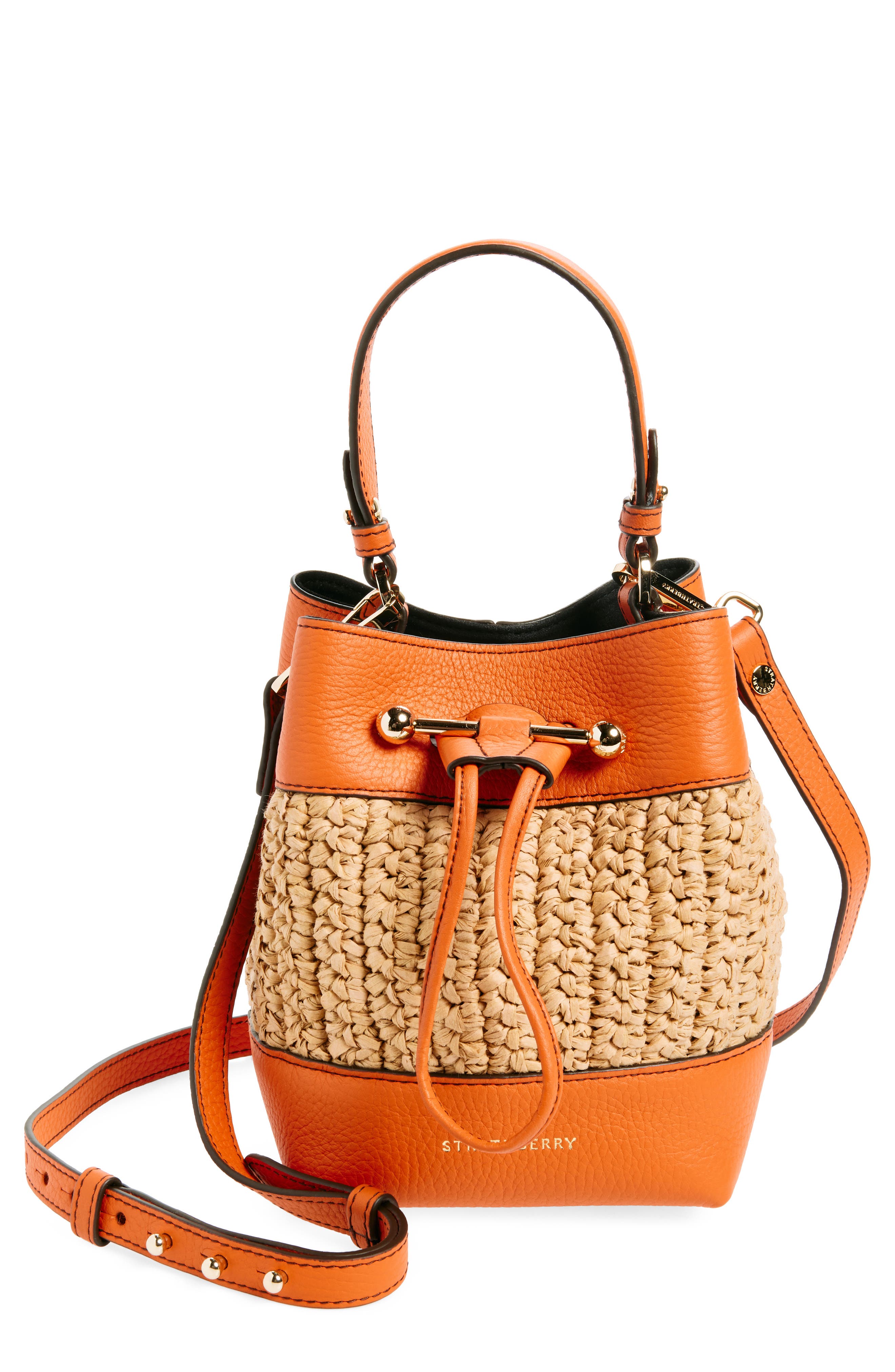 Strathberry Osette Raffia 
Leather Bucket Bag, Main, color, 