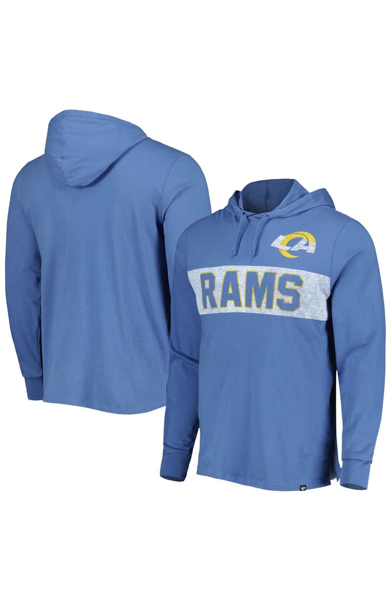'47 Men's '47 Royal Los Angeles Rams Field Franklin Hooded Long Sleeve T-Shirt, Alternate, color, Royal