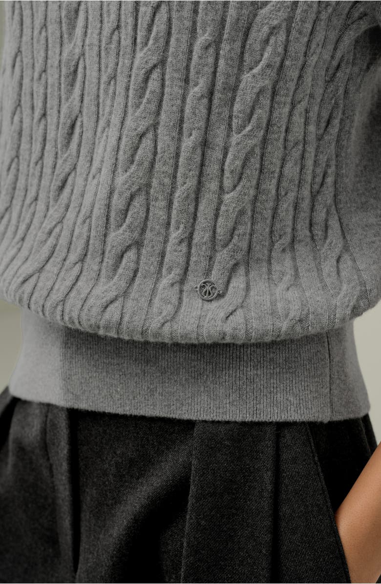 Lilysilk Cable-Knit Baby Cashmere Turtleneck Top, Alternate, color, Husky