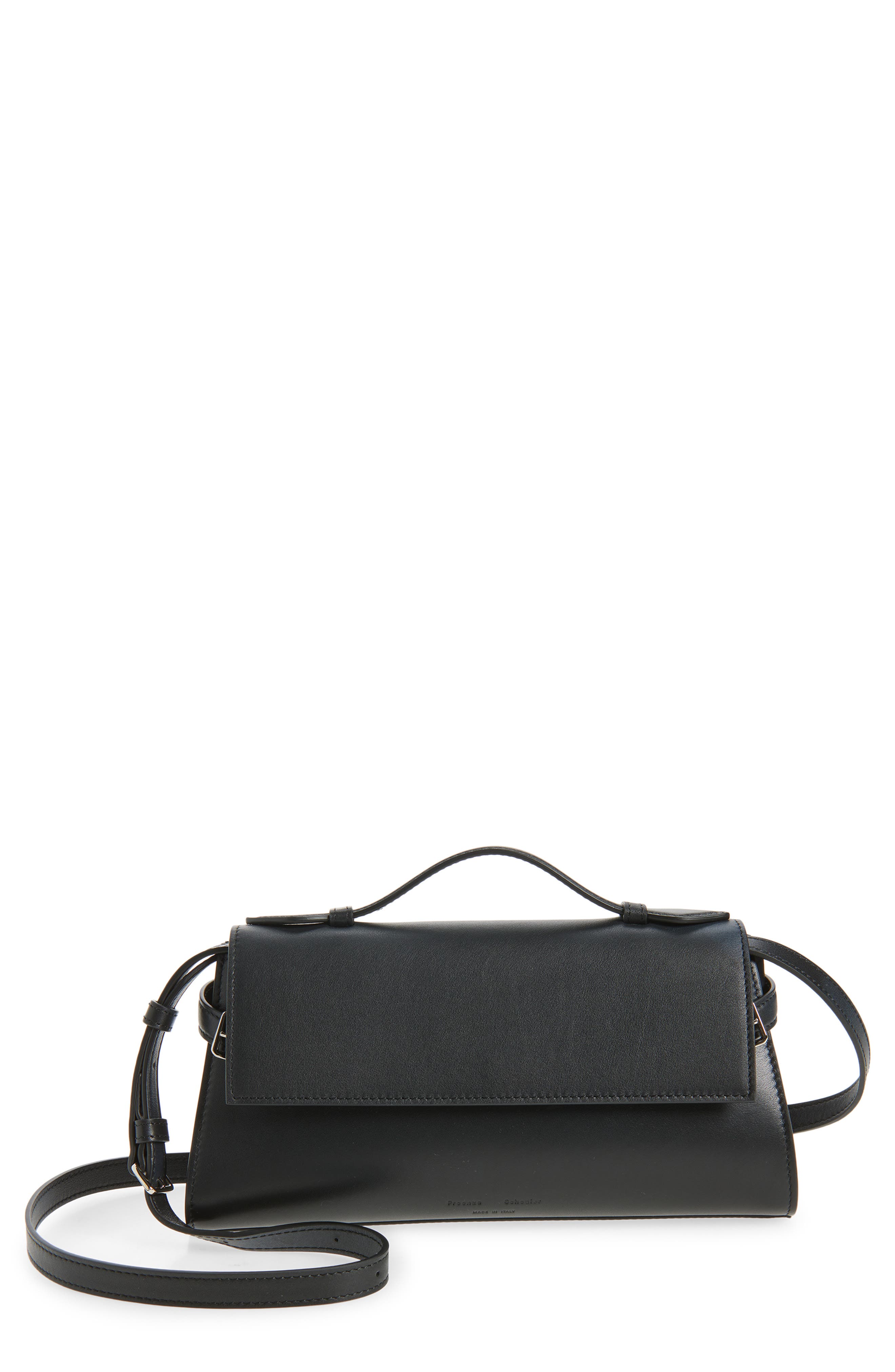 Proenza Schouler Tate Leather Clutch, Main, color, Black