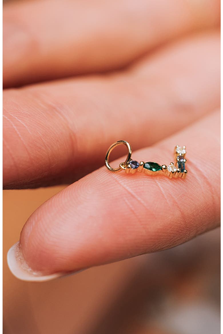 Solid 9K Gold & Semiprecious Stone Initial Charm, Alternate, color, Q