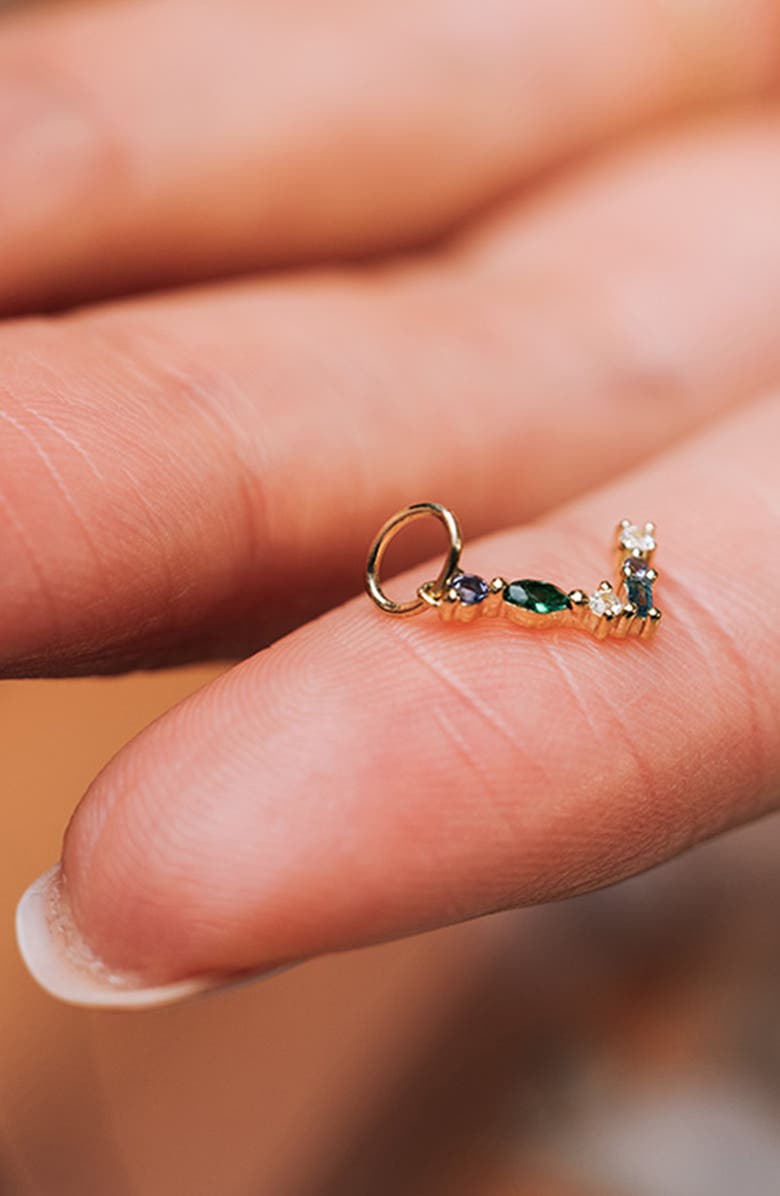 Local Eclectic Solid 9K Gold & Semiprecious Stone Initial Charm, Alternate, color, A