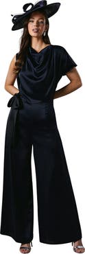 Coast Tie Side Satin Drape Wide Leg Jumpsuit