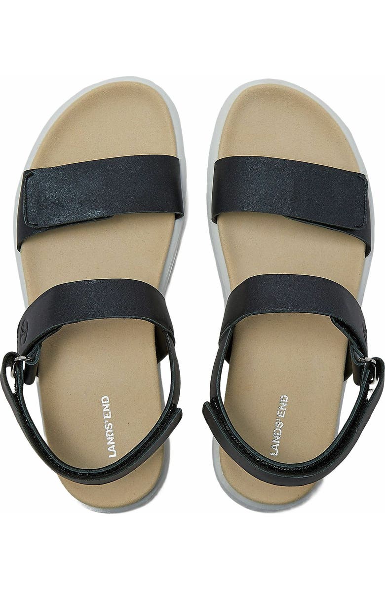 Lands' End Comfort Adjustable Leather Sandals, Main, color,
