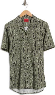 HUGO Ellino Logo Print Camp Shirt