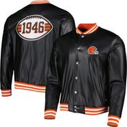 THE WILD COLLECTIVE Men's The Wild Collective Black Cleveland Browns Metallic Bomber Full-Snap Jacket