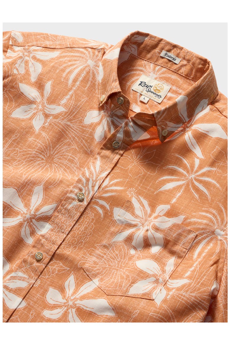 Island Daze Short Sleeve Cotton Blend Button-Down Shirt, Alternate, color, PAPAYA