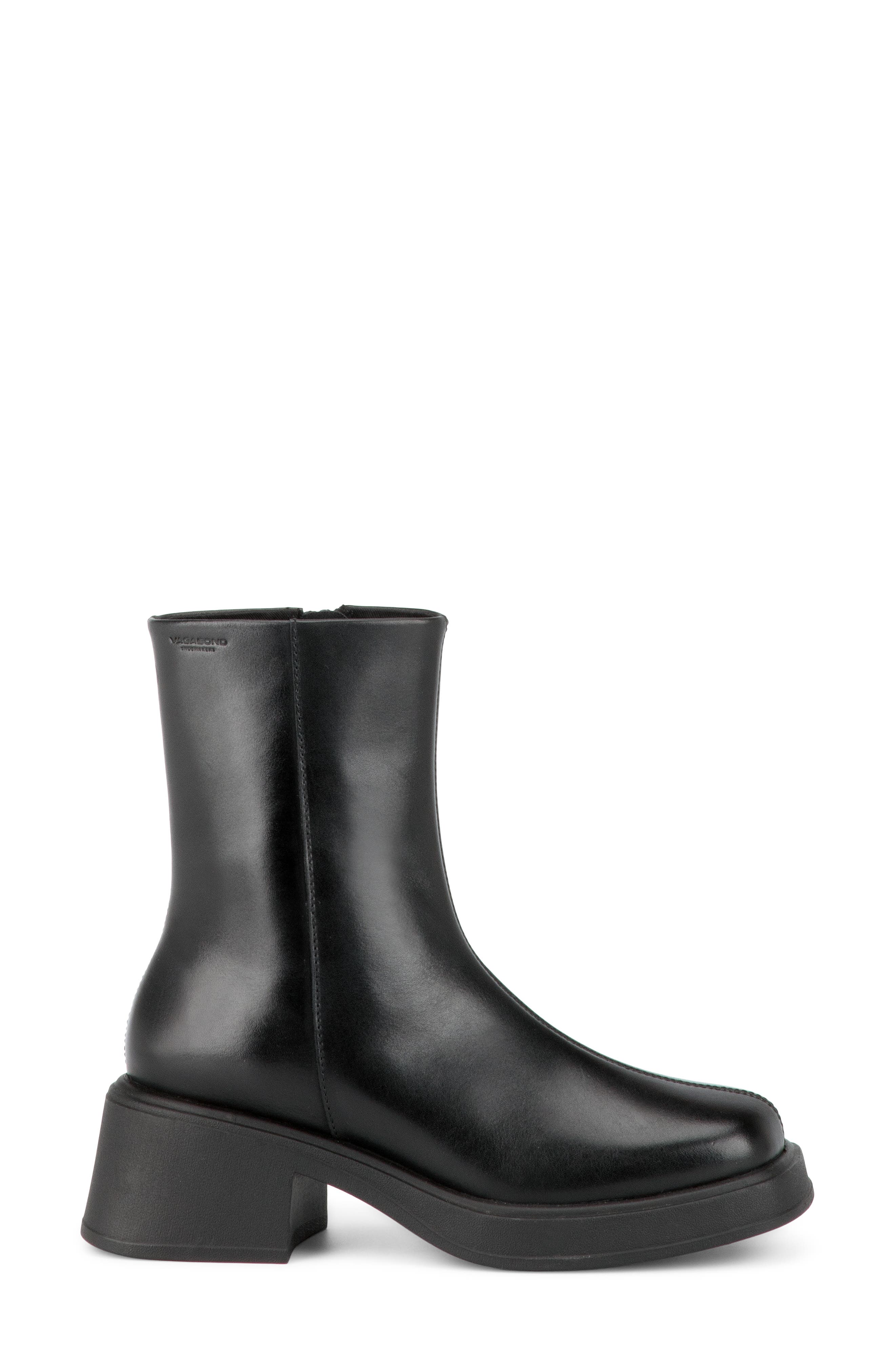 Dorah Leather Bootie, Alternate, color, BLACK