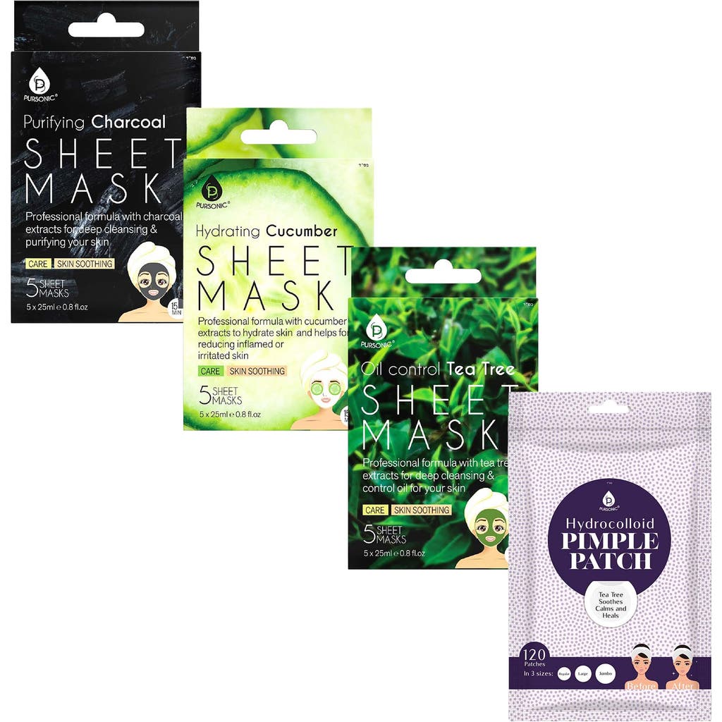 Pursonic Acne Care & Hydration Essentials Bundle Hydrocolloid Pimple Patches & Multi-mask Sheet Coll In Multicolor