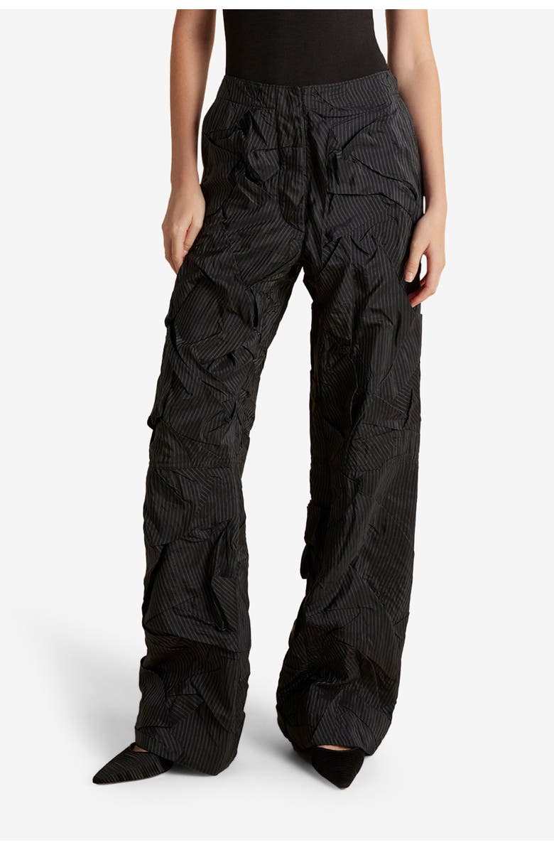 Marina Moscone Crushed Pinstripe Parachute Trouser, Main, color, Navy Pinstripe