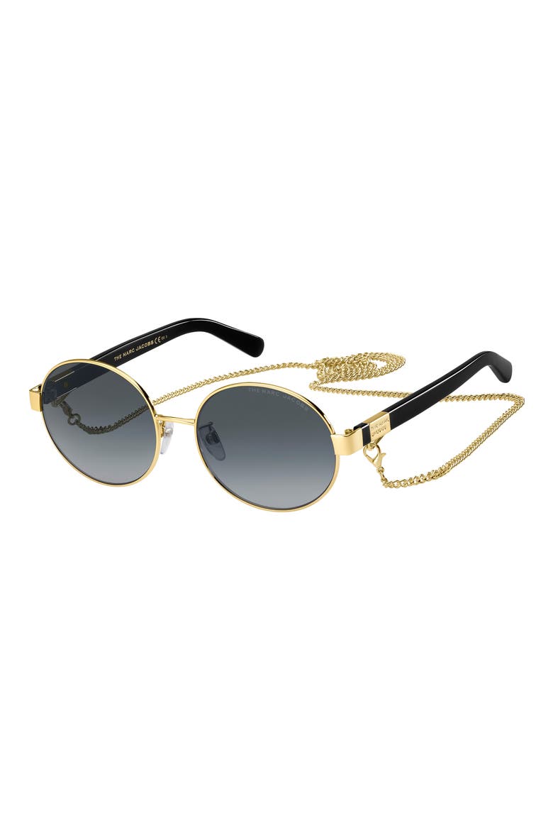 56mm Gradient Round Sunglasses, Alternate, color, GOLD/ DARK GREY GRADIENT