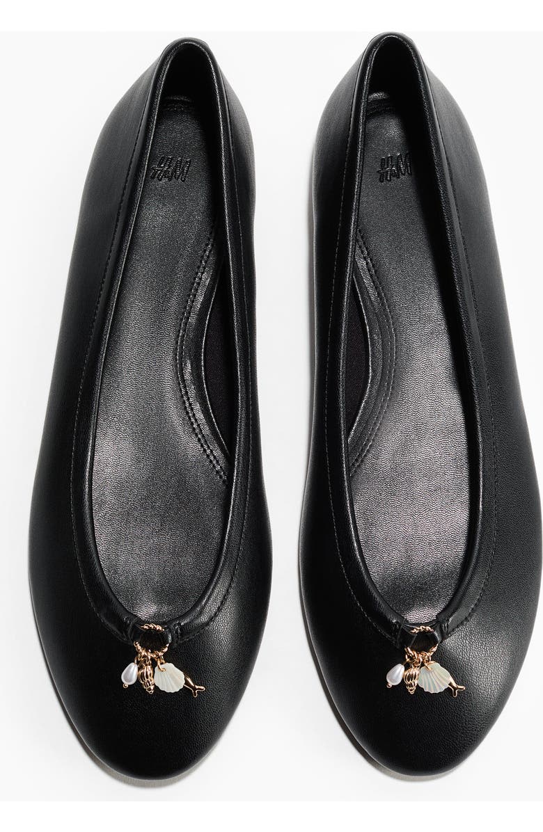 H&M Charm-detail Ballet Flats, Main, color, Black