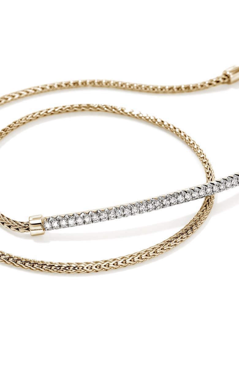 John Hardy JH Essential Pavé Wrap Bracelet, Gold, Diamonds, 1.8mm, Alternate, color, 14K Gold