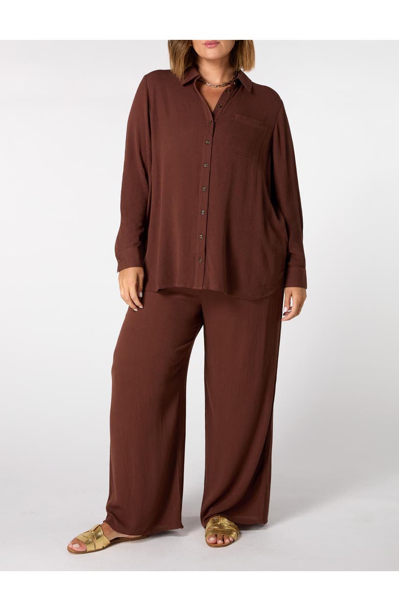 Live Unlimited Crinkle Shirt, Alternate, color, Chocolate