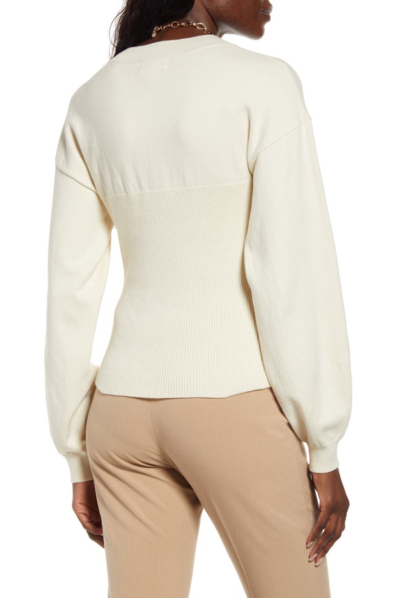 Corset Detail Cotton Blend Sweater, Alternate, color, IVORY DOVE